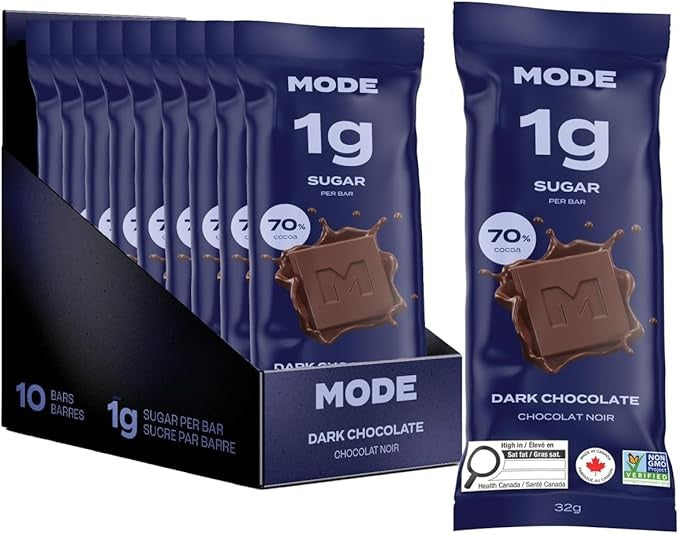 Mode - Low Sugar Dark Chocolate Bar - 32g  ** 10 Bars **