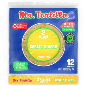 Mr. Tortilla - 2 Net Carb Tortilla - Garlic & Herb - 12 Count