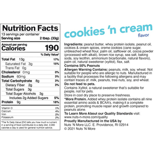 Nuts N More - Tartinade riche en protéines - Cookies N Cream - 16 oz