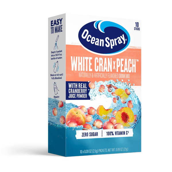 Ocean Spray Zero Sugar Drink Mix - White Cran x Peach - 10 packets