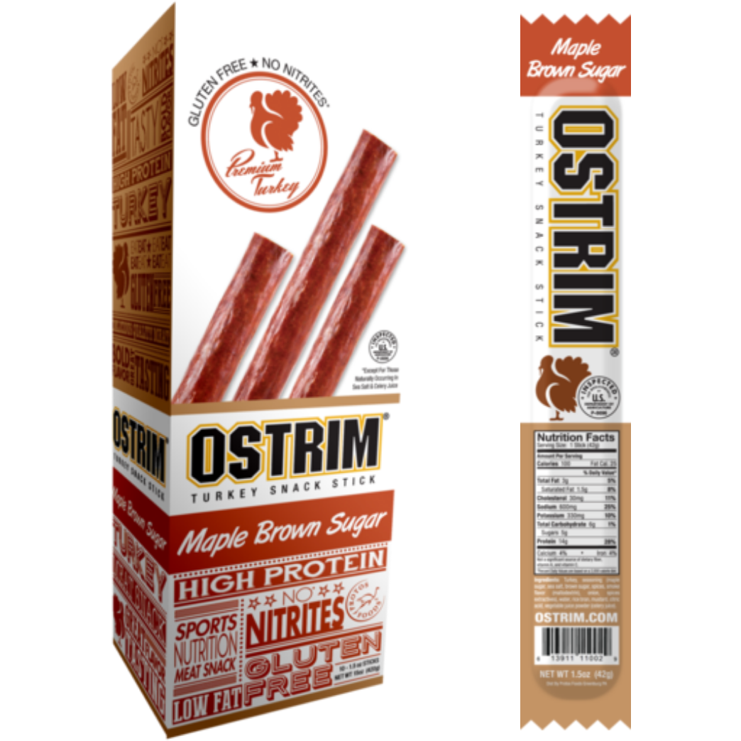 *(Best Before 24 Apr, 24) OSTRIM - Natural Turkey Snack - Maple Brown Sugar - 1 Stick