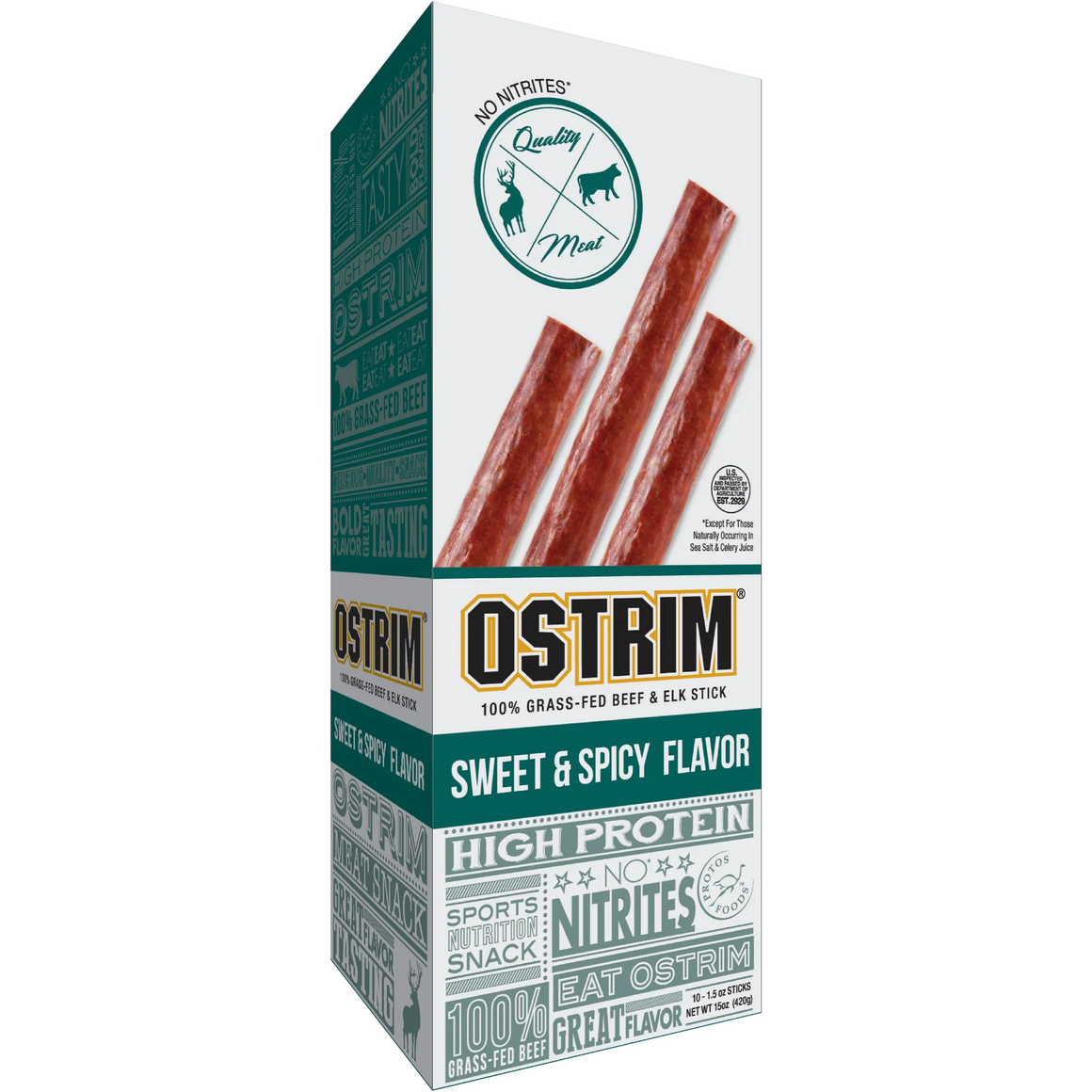 OSTRIM - Sticks Snack Bœuf &amp; Elan - Sucré &amp; Épicé - 1 Stick