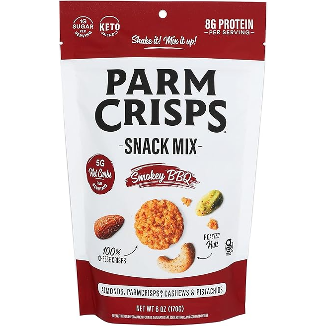 *(Best Before 20 Apr, 24) ParmCrisps - Keto Friendly Snack Mix - Smoky Barbecue - 6oz