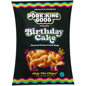(NOUVEAU) Pork King Good - Couennes de porc dessert - Gâteau d'anniversaire - Sac de 3 oz