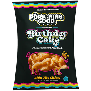 (NOUVEAU) Pork King Good - Couennes de porc dessert - Gâteau d'anniversaire - Sac de 3 oz