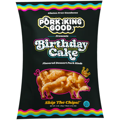 Pork King Good - Dessert Pork Rinds - Birthday Cake - 3 oz bag