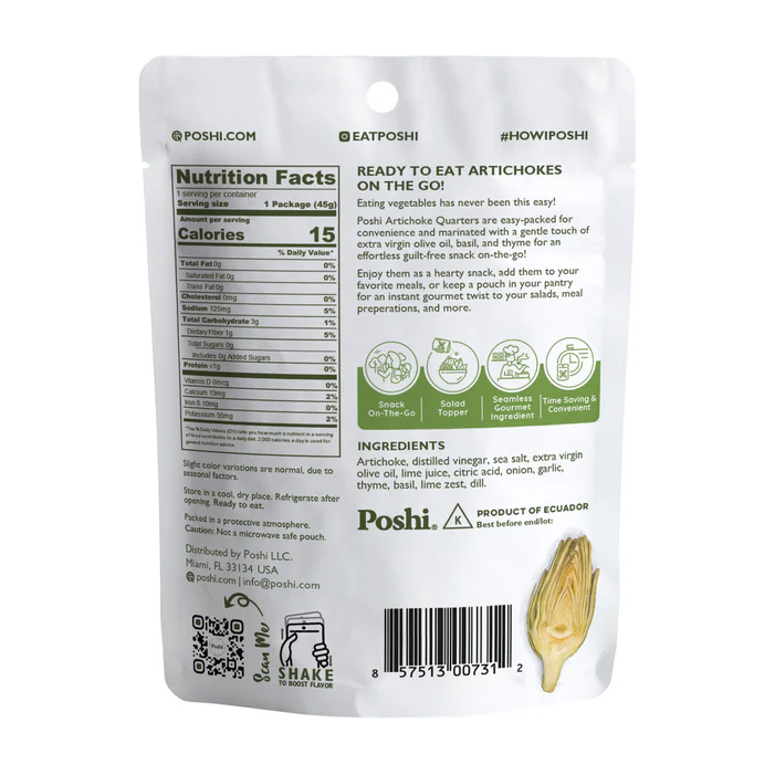 Poshi Veggie Snacks - Artichoke with Basil & Thyme - 45g