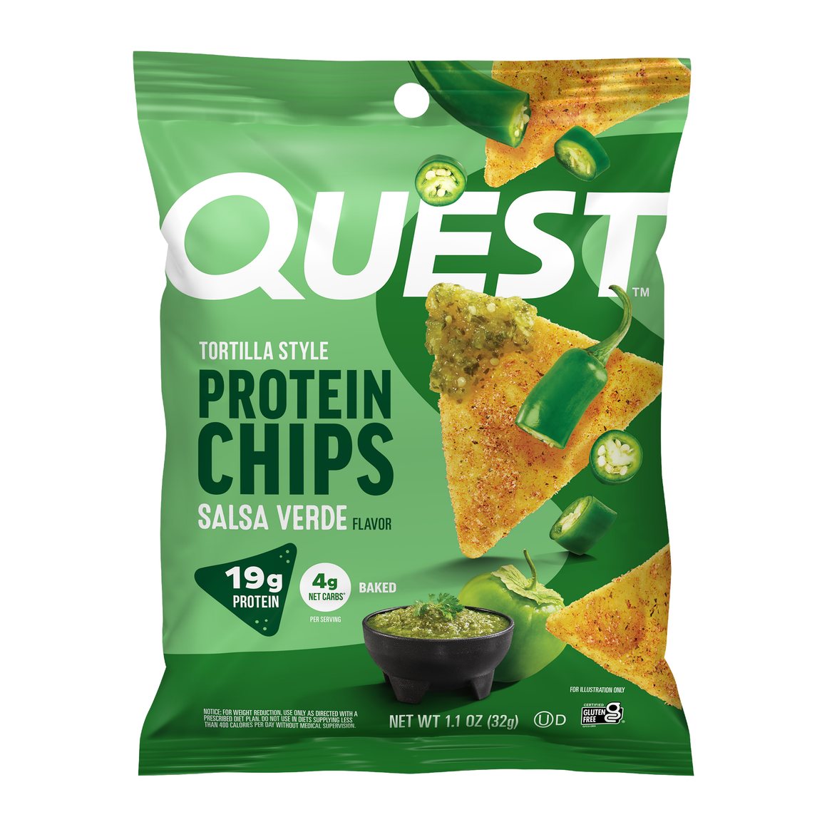 Quest Tortilla Style Protein Chips - Salsa Verde - 1 Bag