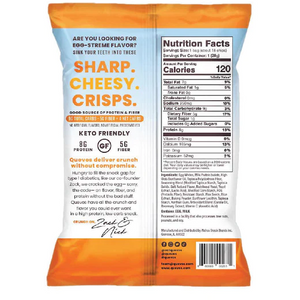 Quevos Keto Friendly Pita Style Protein Crisps - Cheddar - 1 oz bag