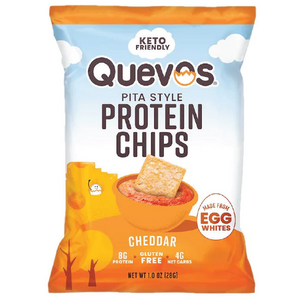 Quevos Keto Friendly Pita Style Protein Crisps - Cheddar - 1 oz bag