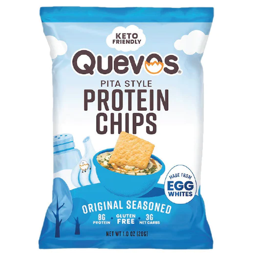 Quevos Keto Friendly Pita Style Protein Crisps - Original Seasoned- 1 oz bag