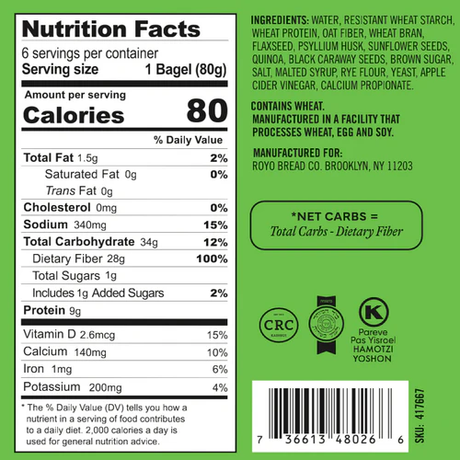 Royo Bread Company - Low Carb Bagels - Super Seed - 6 bagels