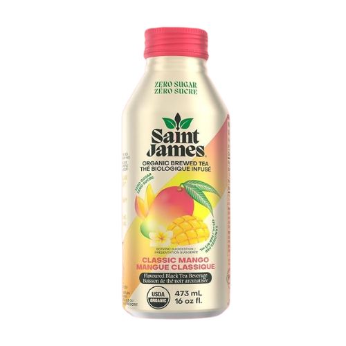 Saint James - Zero Sugar Organic Iced Tea - Classic Mango Black Tea - 473ml