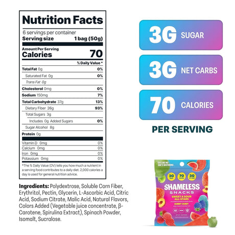 Shameless Snacks - Gummy Candy - Sweet & Sour All-Stars - 50g