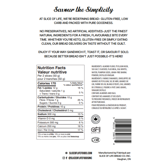 Slice of Life - Carb Wise Bread - 500g