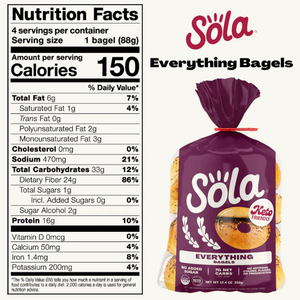 Sola - Keto Friendly Bagel - Tout - Sac de 12 oz