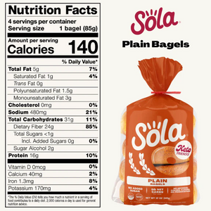 Sola - Keto Friendly Bagel - Plain - 12 oz bag