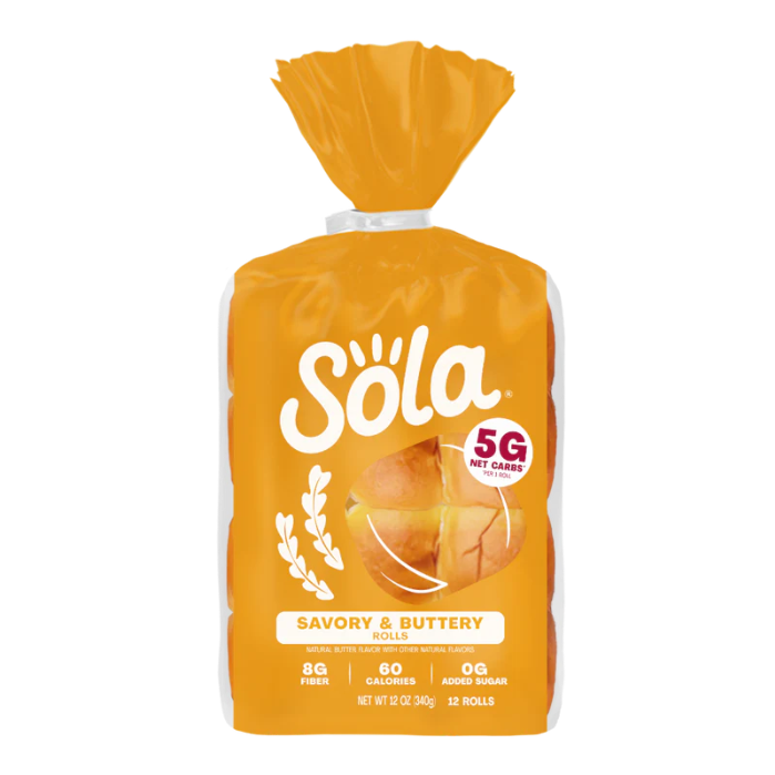 Sola - Keto Friendly Rolls - Savory & Buttery - 12 oz bag