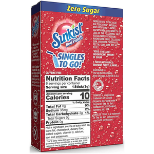 Sunkist Zero Sugar Singles-to-Go - Red Punch - 6 sticks