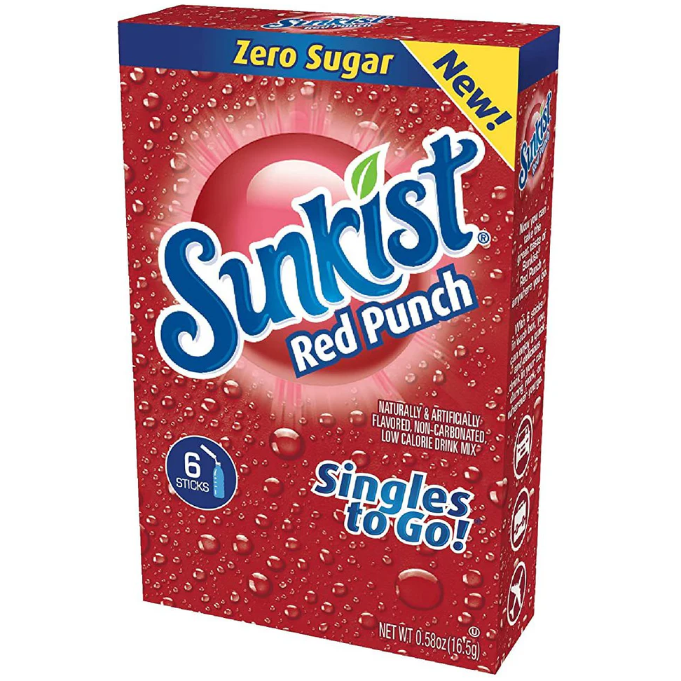 Sunkist Zero Sugar Singles-to-Go - Red Punch - 6 sticks