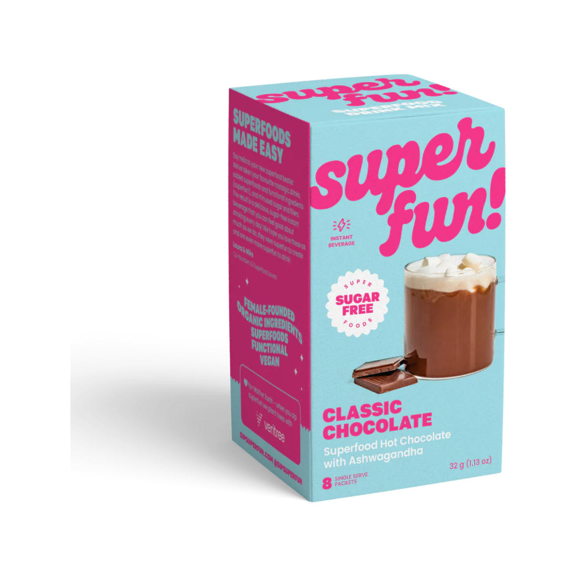 Superfun - Superfood Hot Chocolate - Classis Chocolate with Ashwagandha - 8 packets