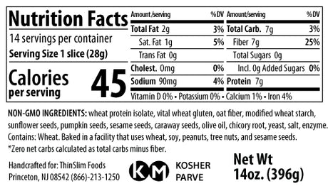 ThinSlim Foods - Zero Net Carb - Bread - Seeded