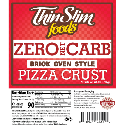 ThinSlim Foods - Croûte à pizza sans glucides nets - Style four en brique - 4oz 2pack