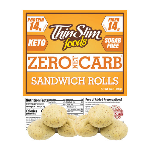 ThinSlim Foods - Zero Net Carb - Sandwich Rolls (Hamburger Buns) - 12 oz. bag