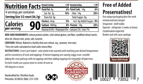 ThinSlim Foods - Zero Net Carb - Thin Pizza Crust - 4oz 2pack
