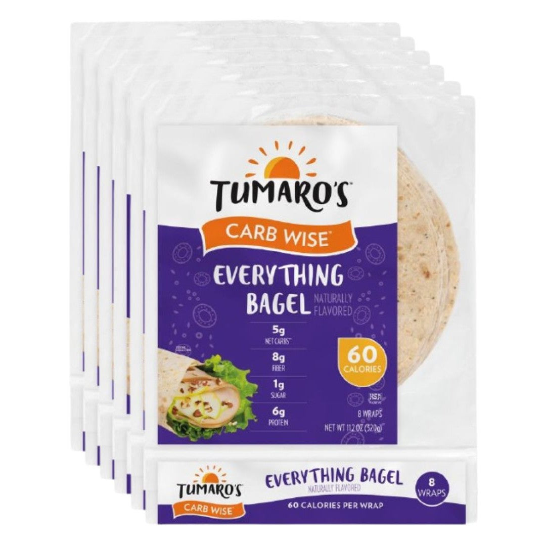 Tumaro's - Carb Wise Warp - Everything Bagel - ** 6 Bags ** (8 wraps per bag)