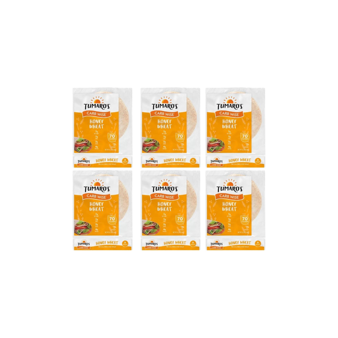 Tumaro's - Carb Wise Warp - Honey Wheat - ** 6 Bags ** (8 wraps per bag)