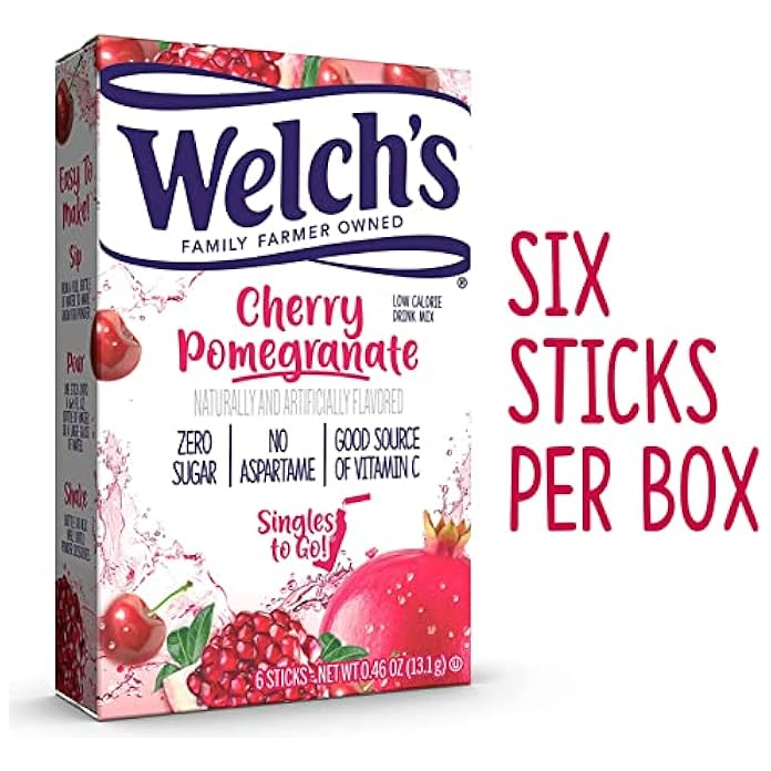 Welch's Zero Sugar Singles-to-Go - Cerise Grenade - 6 bâtons