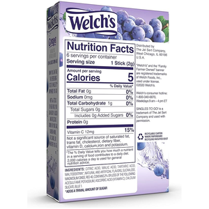 Welch's Zero Sugar Singles-to-Go - Raisin - 6 bâtonnets