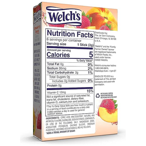 Welch's Zero Sugar Singles-to-Go - Fraise Pêche - 6 bâtons