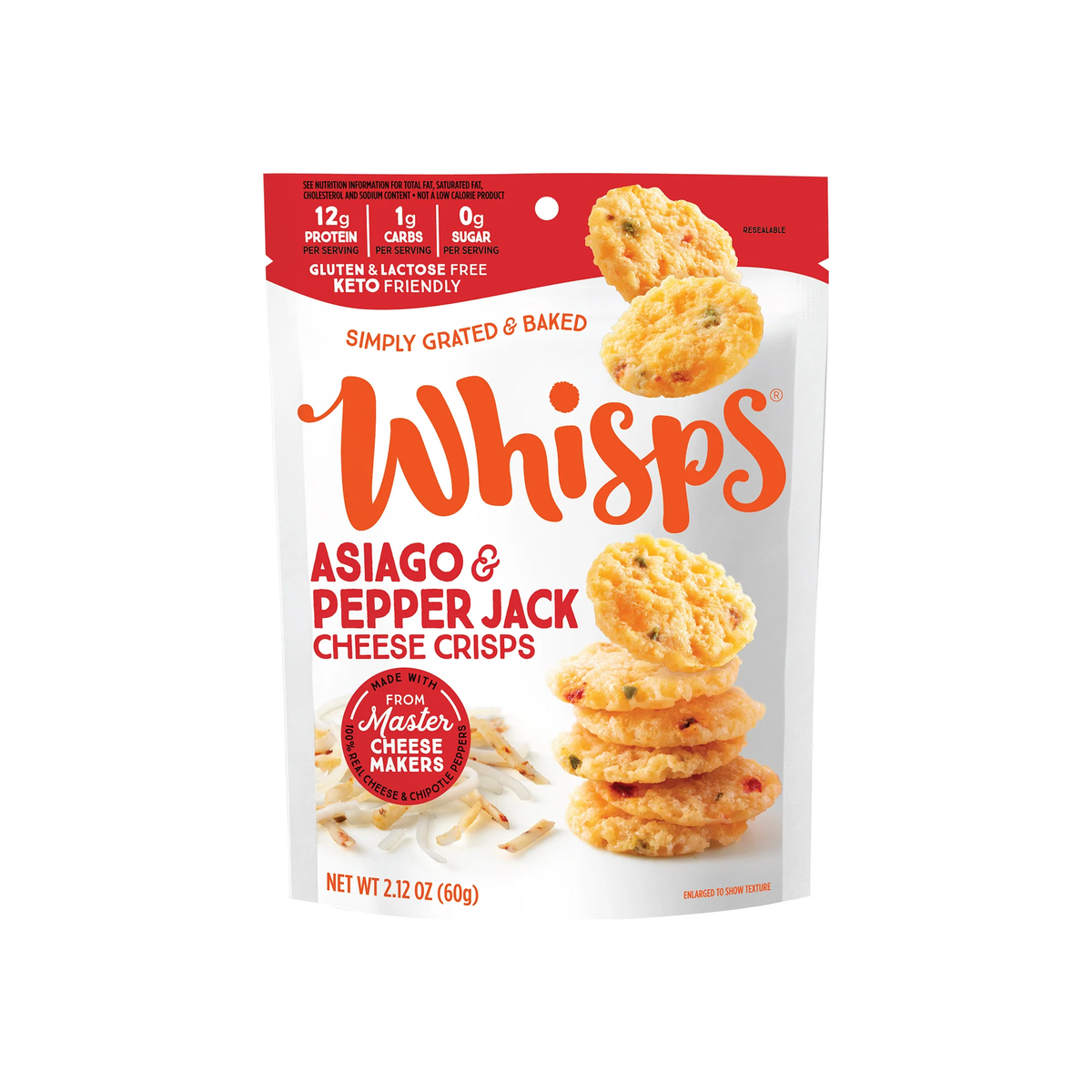Whisps Cheese Crisps Asiago and Pepperjack 2.12oz Low Carb Canada