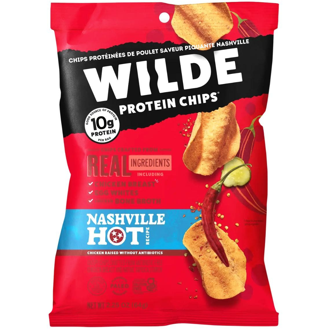 Wilde - Chips de poulet - Nashville chaud - 2,25 oz