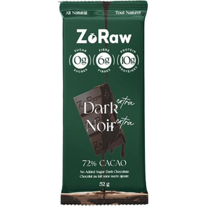 ZoRaw Keto Chocolates - Extra Dark Chocolate Bar With Protein - 52g
