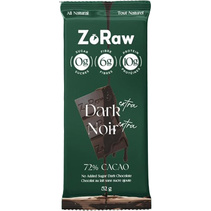 ZoRaw Keto Chocolates - Extra Dark Chocolate Bar With Protein - 52g