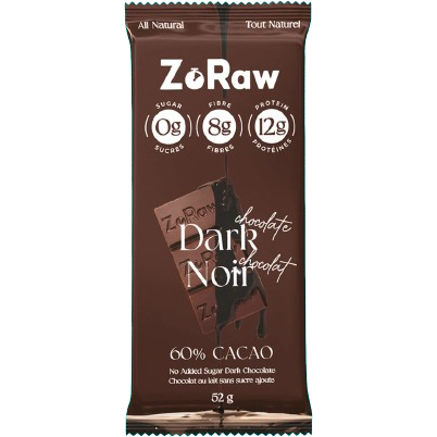 ZoRaw Keto Chocolates - Barre de chocolat noir avec protéines - 52g