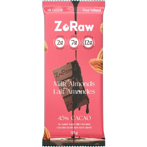 ZoRaw Keto Chocolates - Chocolat au lait - Amande et protéines - 52g