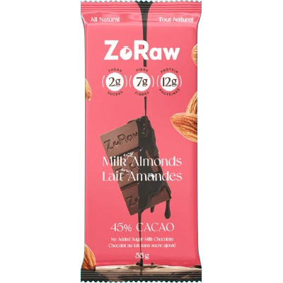 ZoRaw Keto Chocolates - Milk Chocolate - Almond & Protein - 52g