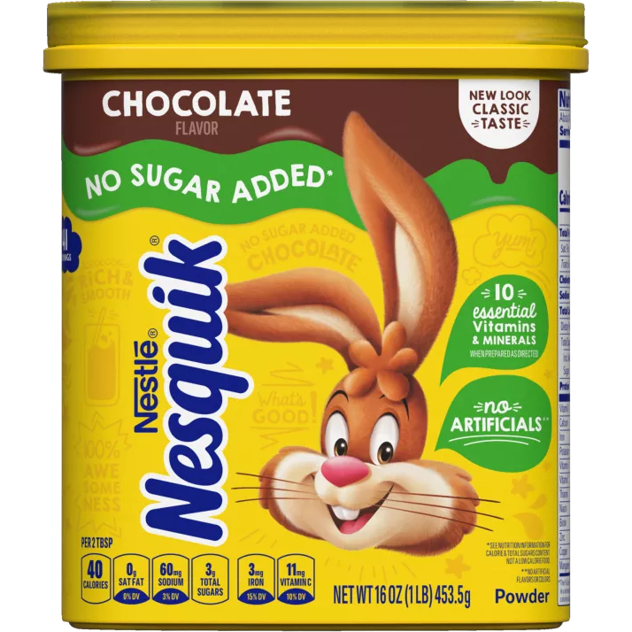 Nestlé - Nesquik sans sucre ajouté - Chocolat - 16 oz