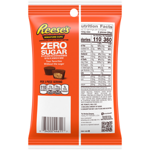 Hershey's - Zero Sugar Candy - Coupes au beurre de cacahuète Reese's - Sac de 3 oz