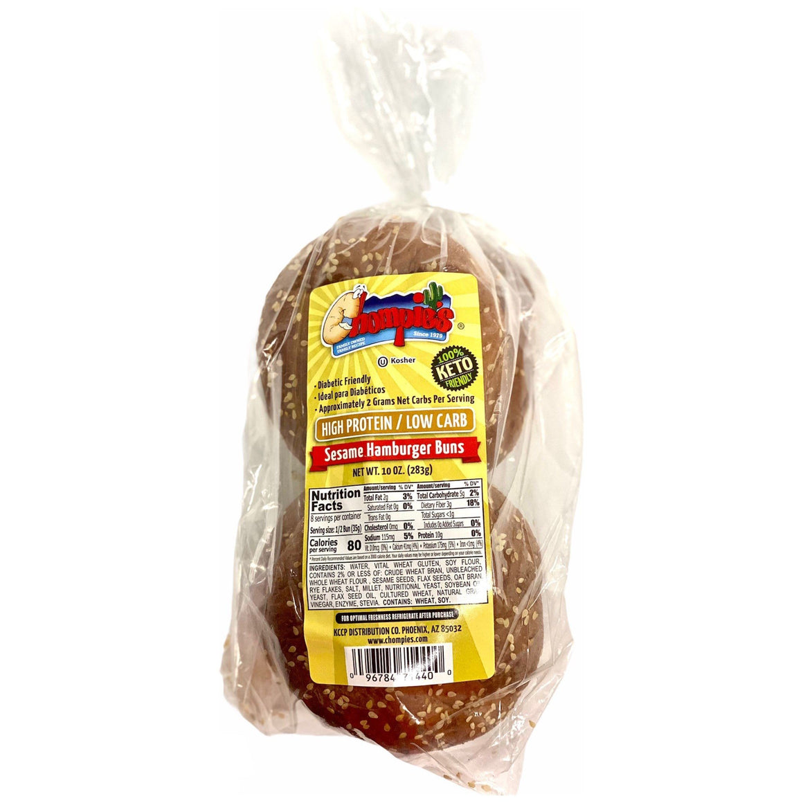 Chompies - Low Carb High Protein Sesame Hamburger buns- 10 oz Bag
