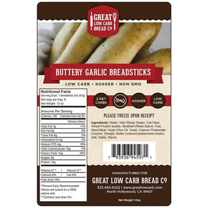 Great Low Carb Bread Company - Gressins - Ail au beurre - Sac de 12 oz de 6