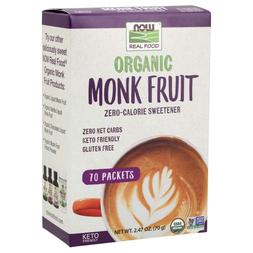 NOW - Organic Monk Fruit - Sweetener - 70 Packets