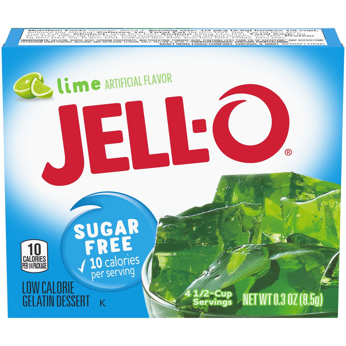 Jell-O Gelée en poudre sans sucre - Citron vert - 0,3 oz