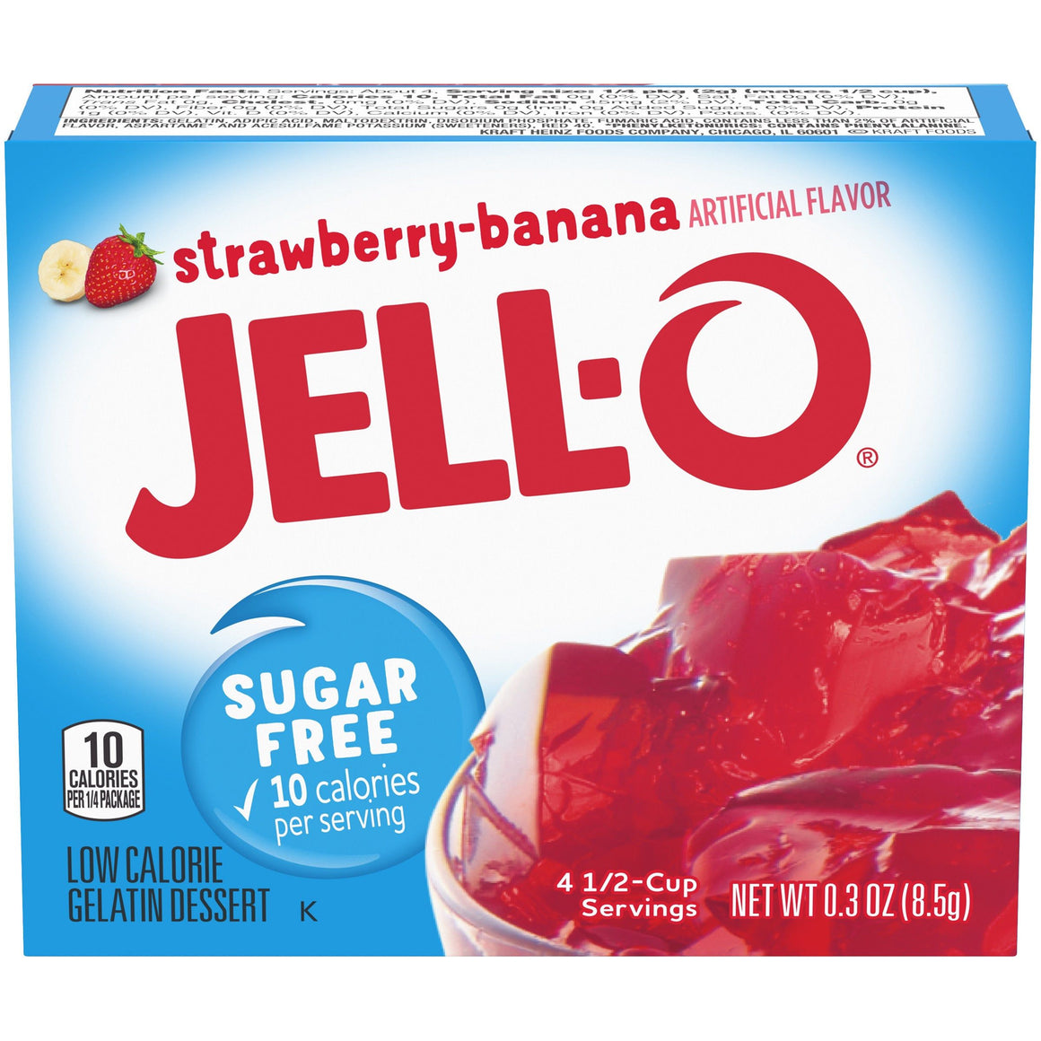 Jell-O Gelée en poudre sans sucre - Fraise Banane - 0,3 oz