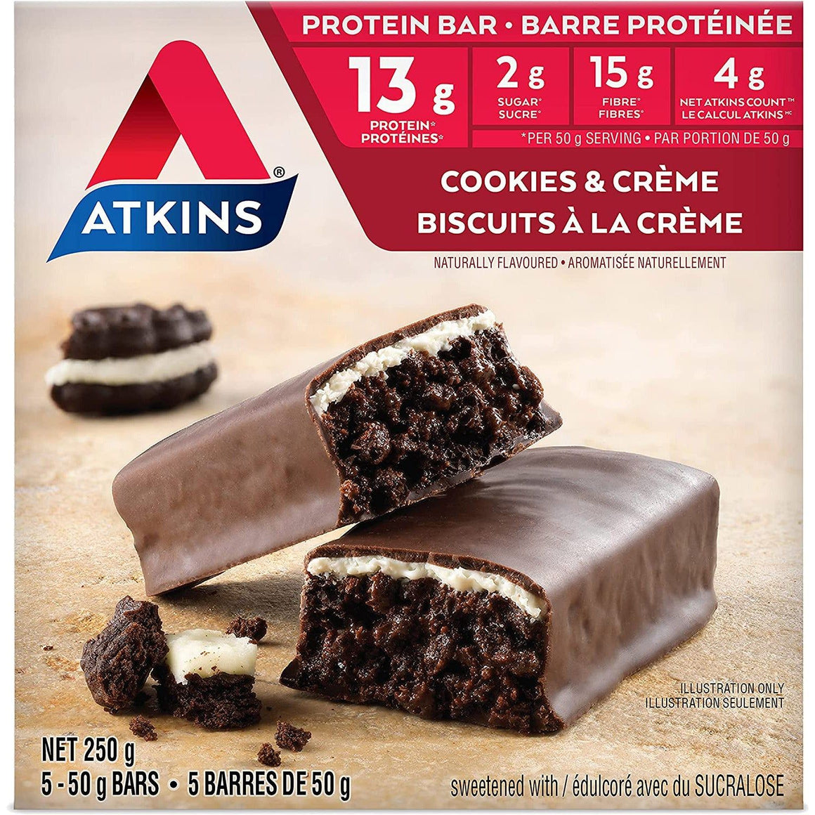 Atkins - Barres repas - Biscuits et crème - 5 barres