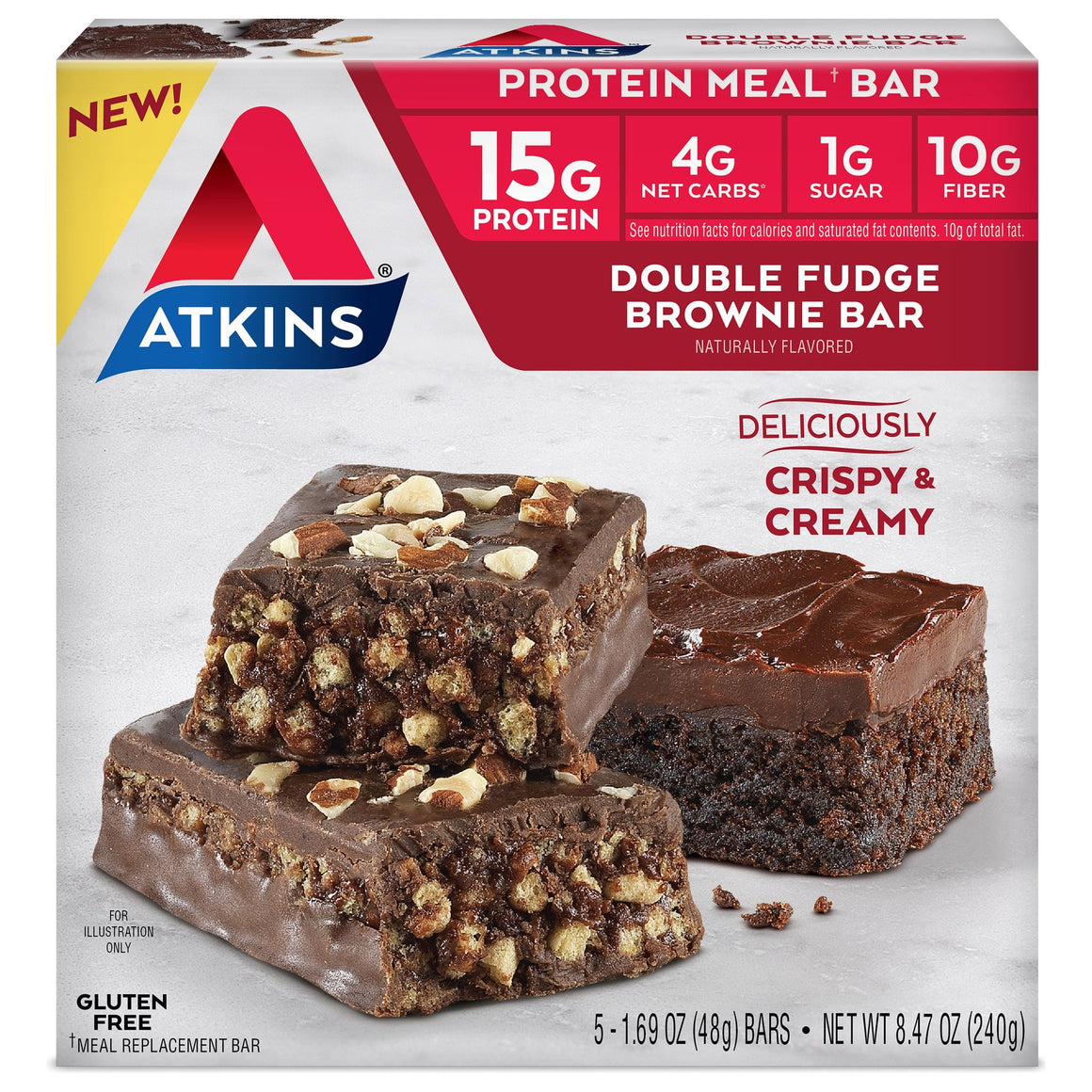 Atkins - Barres Repas - Brownie Double Fudge - 5 Barres
